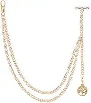 [ManChDa] Pocket Watch Chain Single Albert Chain with T Bar & Lobster Clasps