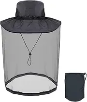 Mosquito Head Net, Midge Hat With Removable Mesh Bug Net for Outdoor, grey, One Size-M