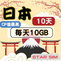 在飛比找momo購物網優惠-【星光卡 STAR SIM】日本上網卡10天 每天10GB 