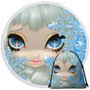 Faces of Faery #135 Beautiful Snowflake Ice Girl Round Beach Towel