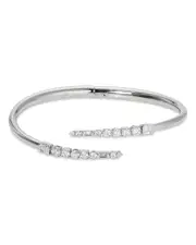 Nadri Cubic Zirconia Bypass Bangle Bracelet in Rhodium Plated