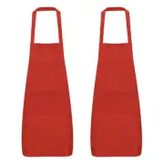 2pcs Plain Bib Aprons Washable Aprons Kitchen Cooking Aprons Bright Red