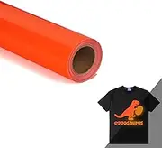 HTVVETUR Glow in The Dark HTV Heat Transfer Vinyl Roll 12 Inch by 10 Feet Iron on DIY for T-Shirt PU Stretch Elastic HTV Vinyl (Dark in Glow Orange, 10FT)