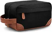 [Jnidesier] Toilet Bag for Men and Women, Waterproof, Spacious with Mesh Compartments, Travel Bathroom Organiser Made of Canvas & PU Leather, Robust SBS Zip