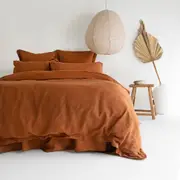 Bambury Luxe Belgian Linen Tailored Quilt Cover Set-Rust