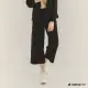 【Hang Ten】女裝-恆溫多功能-WIDE LEG四面彈八分寬褲(黑)