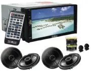 Absolute DD-3000 7-Inch Double Din Multimedia DVD Player Receiver With 2 Pair Pi