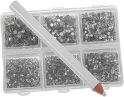 CANIGHT 1 Set DIY Nail Hotfix Accessories Decoration Clear Pen Crafts Wax Jewelry Gems for Kit Rhinestones Makeup Supplies Bags Rhinestone Flatback Silver Round Case and Flat-Bottomed