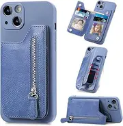 Compatible with Samsung Galaxy S10e G970F Case,Compatible with Samsung Galaxy S10e G970F Zipper Card Slots Magnet Kickstand Phone Case Blue