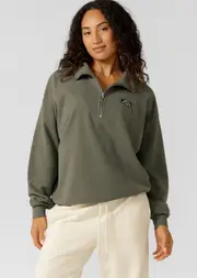 [Lorna Jane] LJ Sport Quarter Zip Sweat in Green, Size - XS XS Agave Green