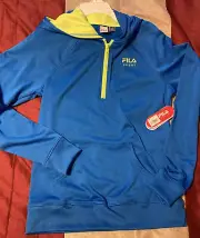 Fila Sport Youth Quarter Zip Hoodie Electric Blue W Lemon Trim NWT Sz. 16 XL