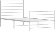 vidaXL King Single Size Bed Frame - Robust Powder-Coated Steel Design with Headboard, Footboard & Under-Bed Storage Space - White