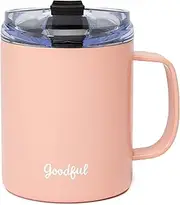 [Goodful] Travel Mug, Stainless Steel Insulated, Double Wall Vacuum Sealed Coffee Cup with Leak Proof Lid, 14 Ounce, Apricot