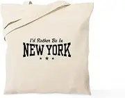 CafePress I'd Rather Be in New York Tote Bag Natural Canvas Tote Bag, Reusable Shopping Bag