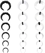 [Longbeauty] Pack of 18 Septum Piercing, Acrylic/Stainless Steel Pincher Tapers, C-Shape Horseshoe Nose Rings, Ear Stretching Piercing, Jewellery for Men and Women