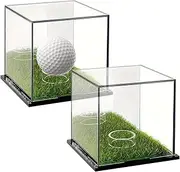 Clear Golf Ball Display Case - Clear Storage Stand, Acrylic Square Holder | Premium Collector Protection Case, Compact Dust Guard Container With Smooth Corners For Displaying Baseball Or Golf Souvenir