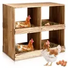 Chicken Nesting Boxes 4 Compartment Wooden Chicken Laying Boxes for Hens Duck...