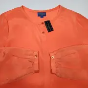 Pendleton Womens 12 Orange Top Blouse Tunic Peasant Casual Ladies Button Up