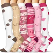 FULLSOFT 6 Pairs Compression Socks for Women and Men, 15-20 mmHg Support Knee...