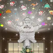 Christmas Tree Topper Star LED Rotating - 4 Projection Modes Lighted with Glitte