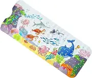 Poemtian Non-Slip Bathtub Mat Shower Mats for Kids Baby Bath Mat with Suction Cup Drain Holes Cartoon Non-Slip Bathroom Kid Bath Mat 100x40cm (B)