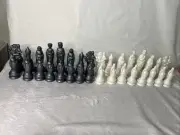 Vtg 1987 Ceramic Bisque Chess Set Molded As E.S. Lowe RENAISSANCE CHESSMEN