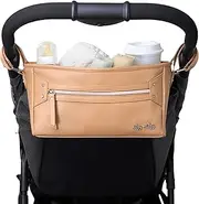 Itzy Ritzy Adjustable Stroller Caddy/Organizer - Stroller Organizer Bag Featuring Front Zippered Pocket, 2 Built-in Interior Pockets & Adjustable Straps to Fit Nearly Any Stroller (Chai)
