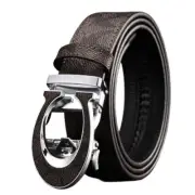 Men's Genuine Leather Plaid Belt with Automatic Buckle Fashion Trend Belt for Yo