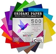 Origami Paper 500 Sheets, Premium Quality for Arts and Crafts, 6-inch Square Sheets, 20 Vivid Colors, Same Color on Both Sides, 100 Design E-Book Included (See Back of The Cover for Download info)