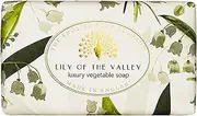 The English Soap Company Vintage Wrapped Soap Bar, Lily Shea Butter Soap Bar, Moisturising Soap Bar for Face and Body, Lily of the Valley Scent 190g