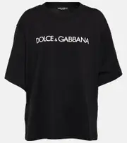[Dolce & Gabbana] Dolce & Gabbana DG cropped cotton jersey T-shirt AU 14 black