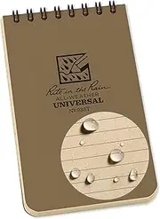 Rite in the Rain Weatherproof Top Spiral Notebook, 3" x 5", Tan Cover, Universal Pattern (No. 935T)