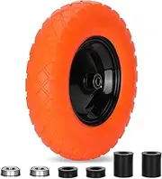 Pontuss Upgraded 16 Flat Free Wheelbarrow Wheels And Tires, Solid Wheelbarrow Tires 4.80/4.00-8 With Bearings 5/8 And 3/4, Universal Fit Wheelbarrow Tires 14-16 For Car