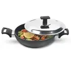 Milton Hard Anodized Kadhai (Wok) with Stainless Steel Lid, 26 cm / 3.4 Litre
