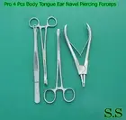 Pro 4 Pcs Body Tongue Ear Navel Piercing Forceps Pliers Clamps Tools -NEW