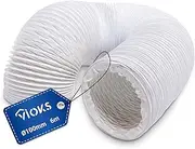 VIOKS Air Hose Air Conditioning 6 Metres Exhaust Hose 100 mm White PVC - Cooker Hood Pipe Hose for Air Conditioner Window Exhaust Hose Dryer - Flex Hose for 100 Ducting Systems