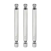 3pcs Ball End Hex Screwdriver Bit Set 6mm Magnetic 1/4" Hex Shank 3" Long