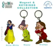 Snow White Magnet + Dopey Grumpy Dwarfs Keyring vinyl Disney Applause