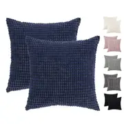 Velvet Corduroy European Pillowcases 2PCS Pack Beige / Pink / Navy Blue / Grey / Charcoal Grey / Black (65x65cm)