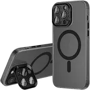 Magnetic Case for iPhone 16/16 Pro/16 Plus/16 Pro Max, Lens Flip Bracket Crystal Non-Yellowing Cover All-Inclusive Protection Camera Case,16pro,Black