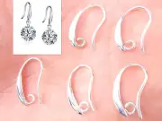 50-100P DIY Make Jewelry Findings Silver Smooth Pinch Bail Ear Wire Hook Earring