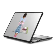 MacBook Pro 14-inch (M1 - M4) Impact Case Bookshelf Chic (Fashion Illustration MacBook case, Girl Reading, Natural Hair)