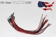 10x White Pre-Wired 12V 5MM LED Round Ultra-Clear Lens Bulb 12V White - USA