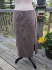 Tahari Womens Solid Midi Pencil Skirt Front Split Smokey Taupe M New With Tags