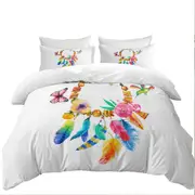 Colorful Feather Necklace Quilt Cover