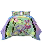 Flowers Painting Art Deco Irises Coverlet