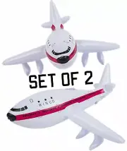 (Set Of 2) 22" White Jet Plane Inflatable Airliner Inflate Toy Party Decoration