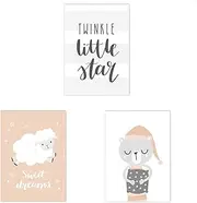 Animal Canvas Poster Baby Nursery Quotes Wall Art Painting Moon Star Cloud Print Nordic Kids Room Decor 40x60cmX3PCS Frameless