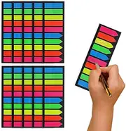 Hunken 2000 Count Neon Color Tape Flags, Transparent Page Markers, Index Tab Flags, Fluorescent Sticky Notes, Rectangular & Arrow Shapes, 10-Pack
