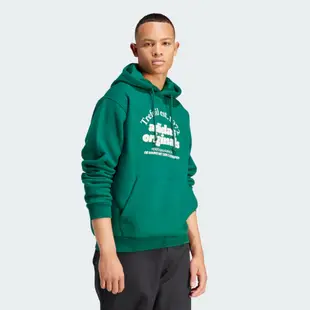 adidas 上衣 男款 長袖上衣 帽T 運動 三葉草 亞規 GRF HOODIE 綠 IS1412